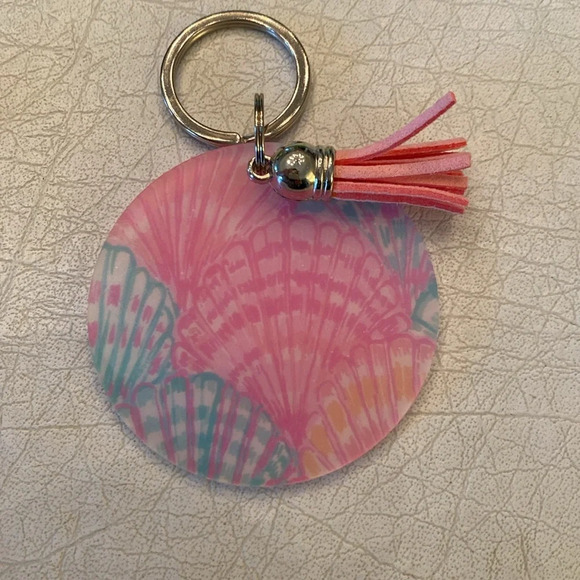 Pink & Blue Sea Shell keychain / bag charm - Picture 3 of 5